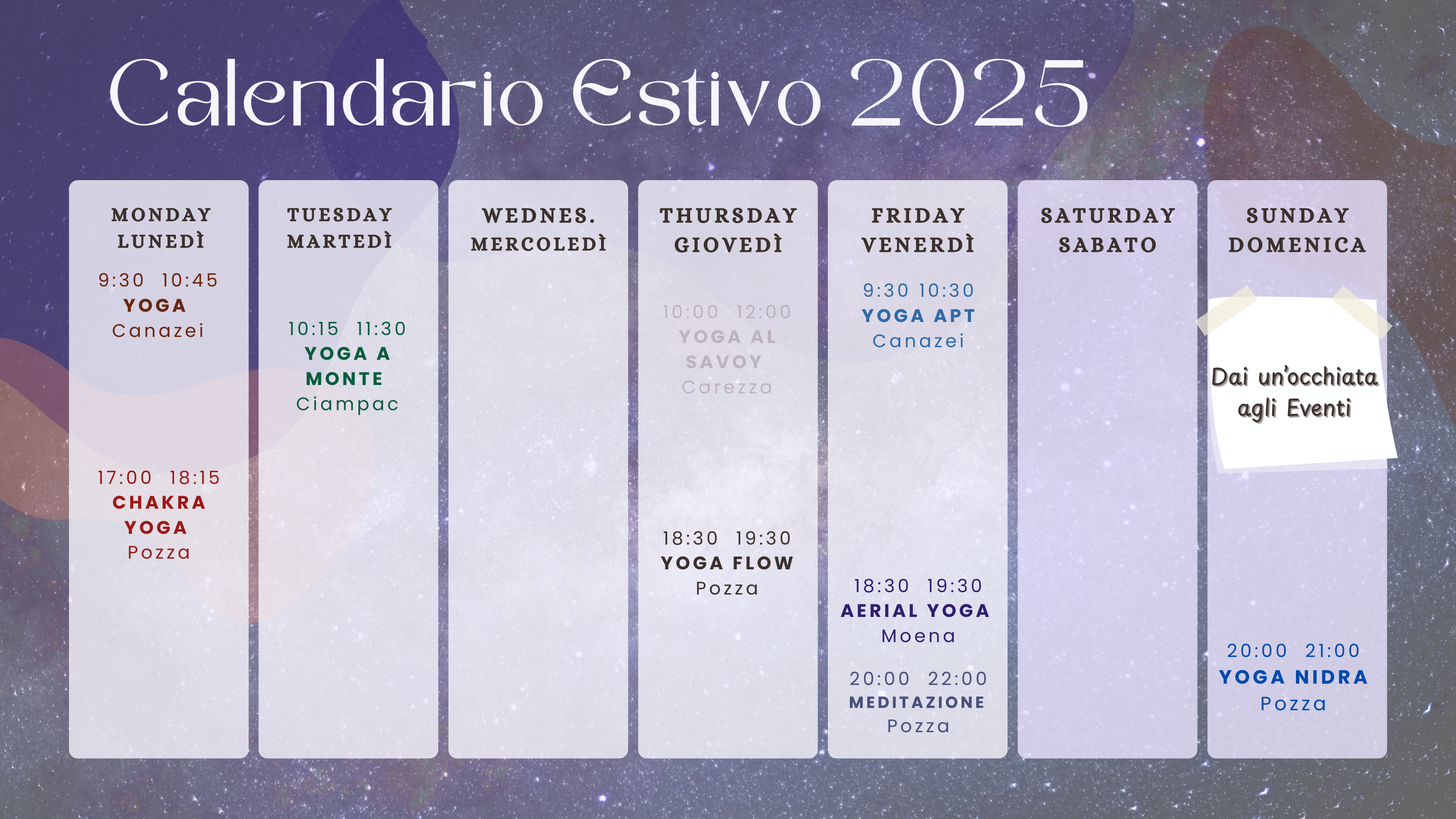 Calendario estivo yoga in val di fassa
